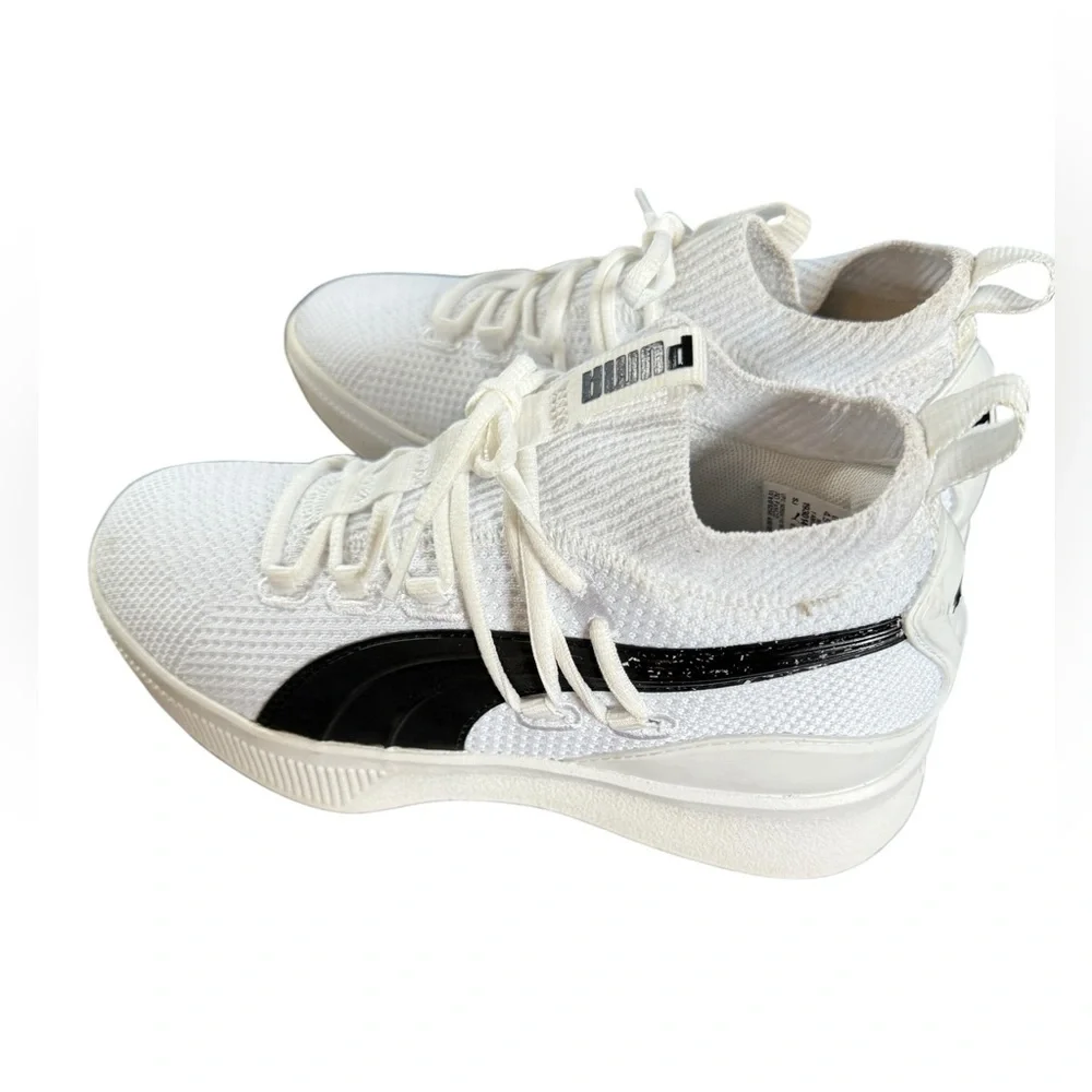 Puma Clyde Court Sneakers GW Jr Boys White Mesh with Black Stripe, size 5.5 - Picture 1 of 8
